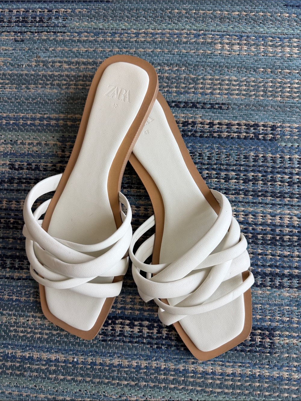 Zara Flat Strappy White Slide Sandals 3619/910 Size EUR 42 US 11 - Picture 4 of 8